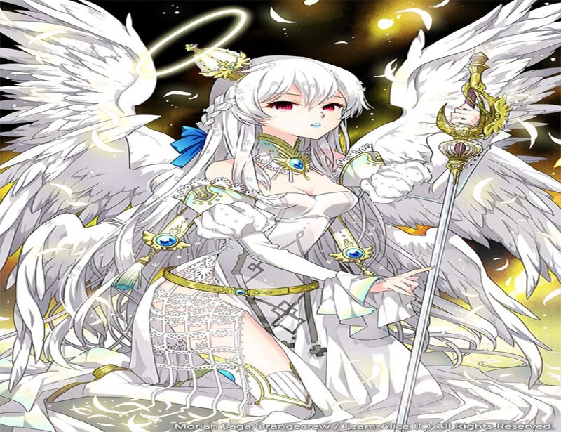 Angelic Character with Wings — White, Dramatic