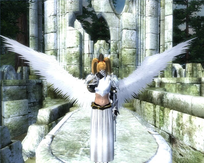 Angelic Character with Wings — White
