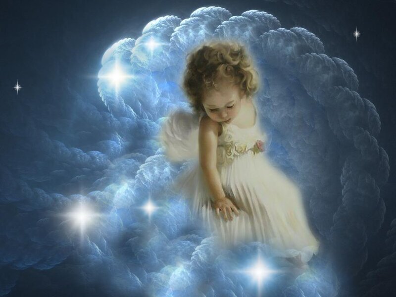 Angelic Child in Clouds — Blue