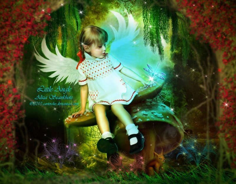 Angelic Child on Mushroom