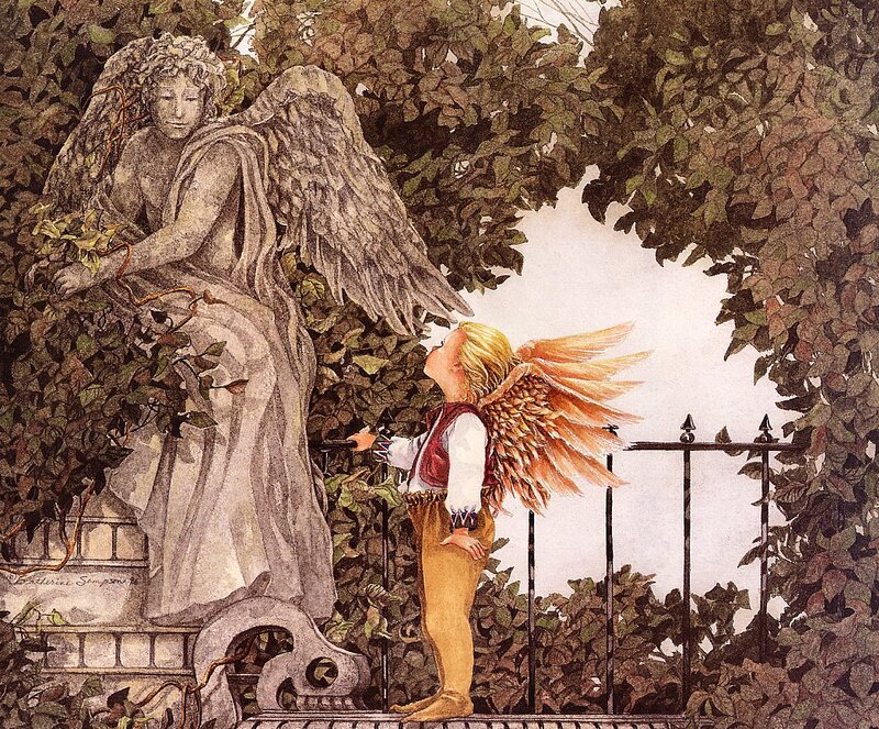 Angelic Child with Statue
