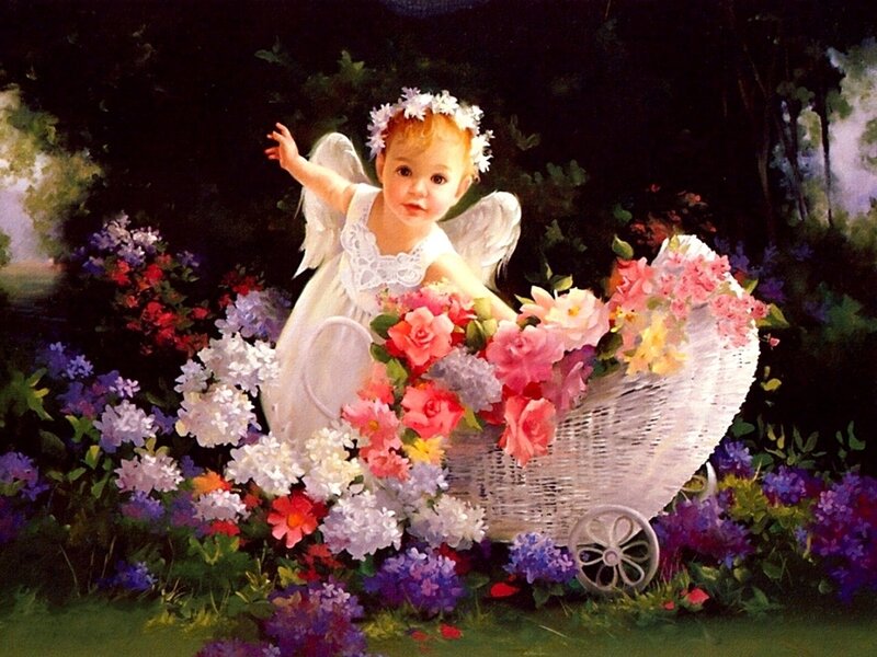Angelic Child with Stroller