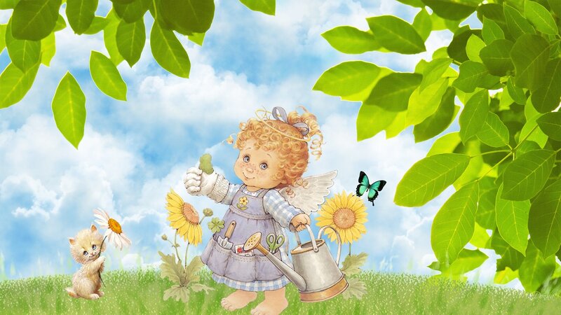 Angelic Child with Watering Can