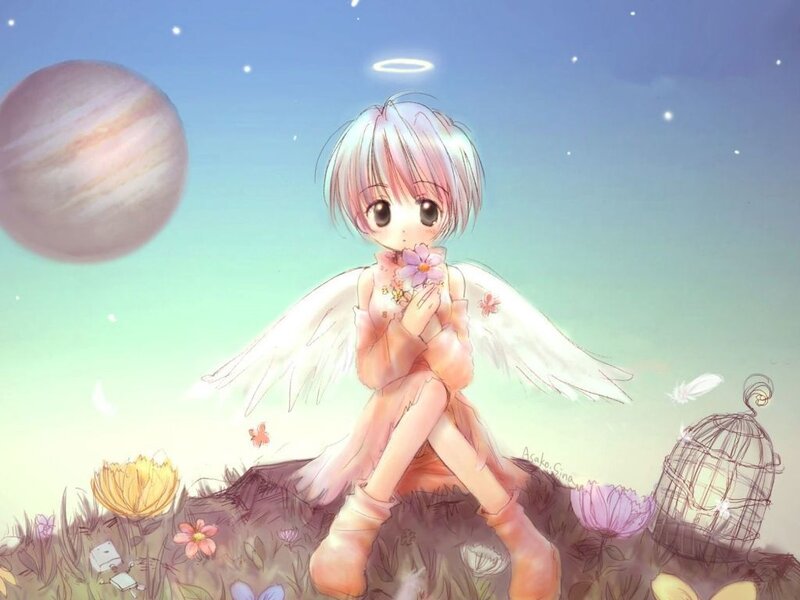 Angelic Child with Wings — Blue