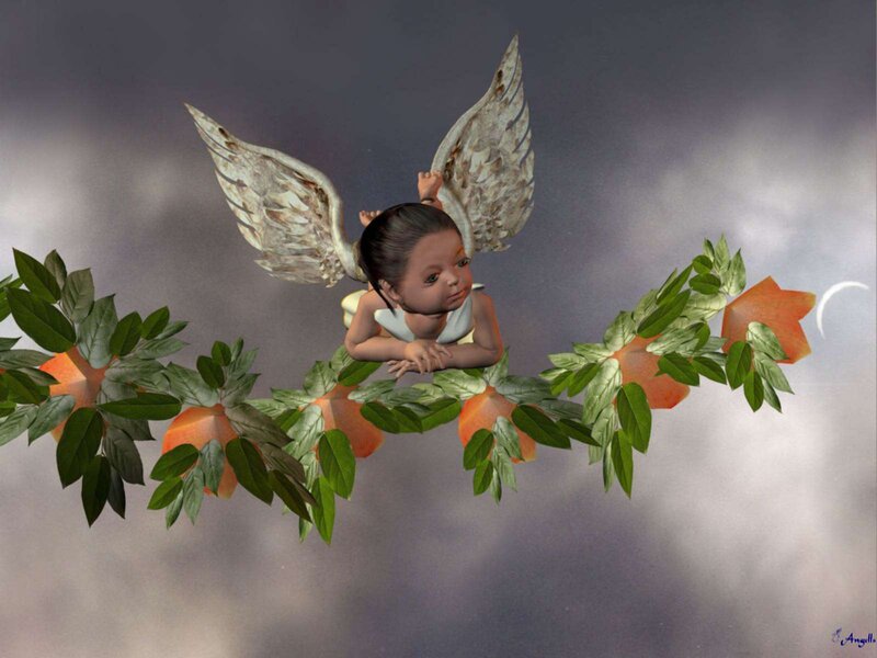 Angelic Child with Wings — Gray