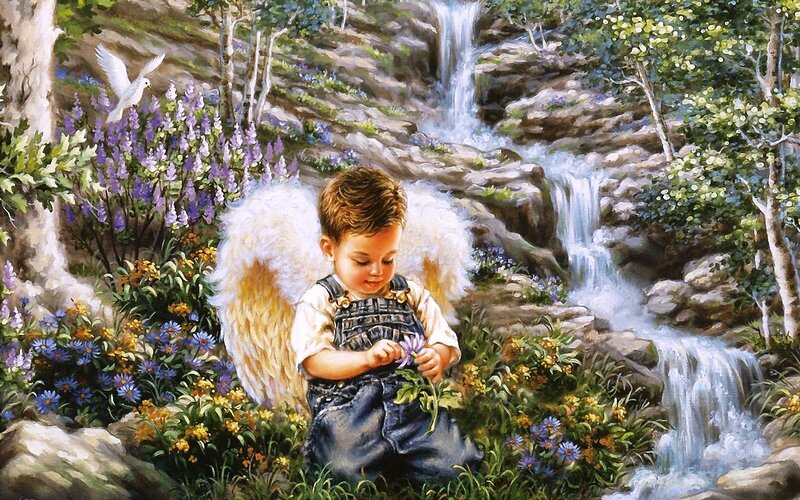 Angelic Child with Wings — Green