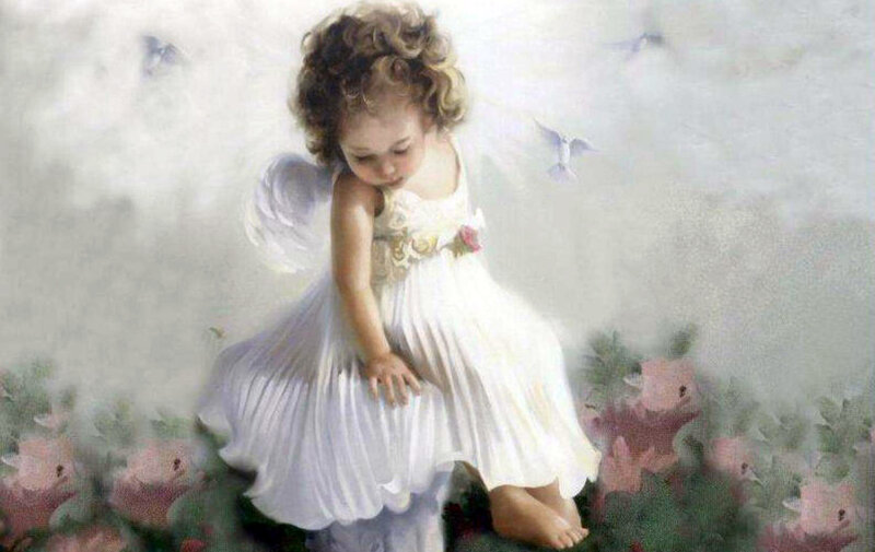Angelic Child with Wings — White