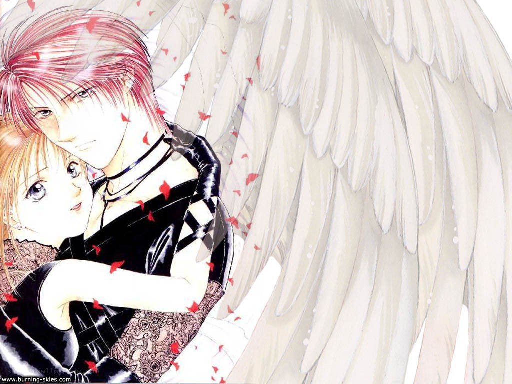 angelic couple embrace