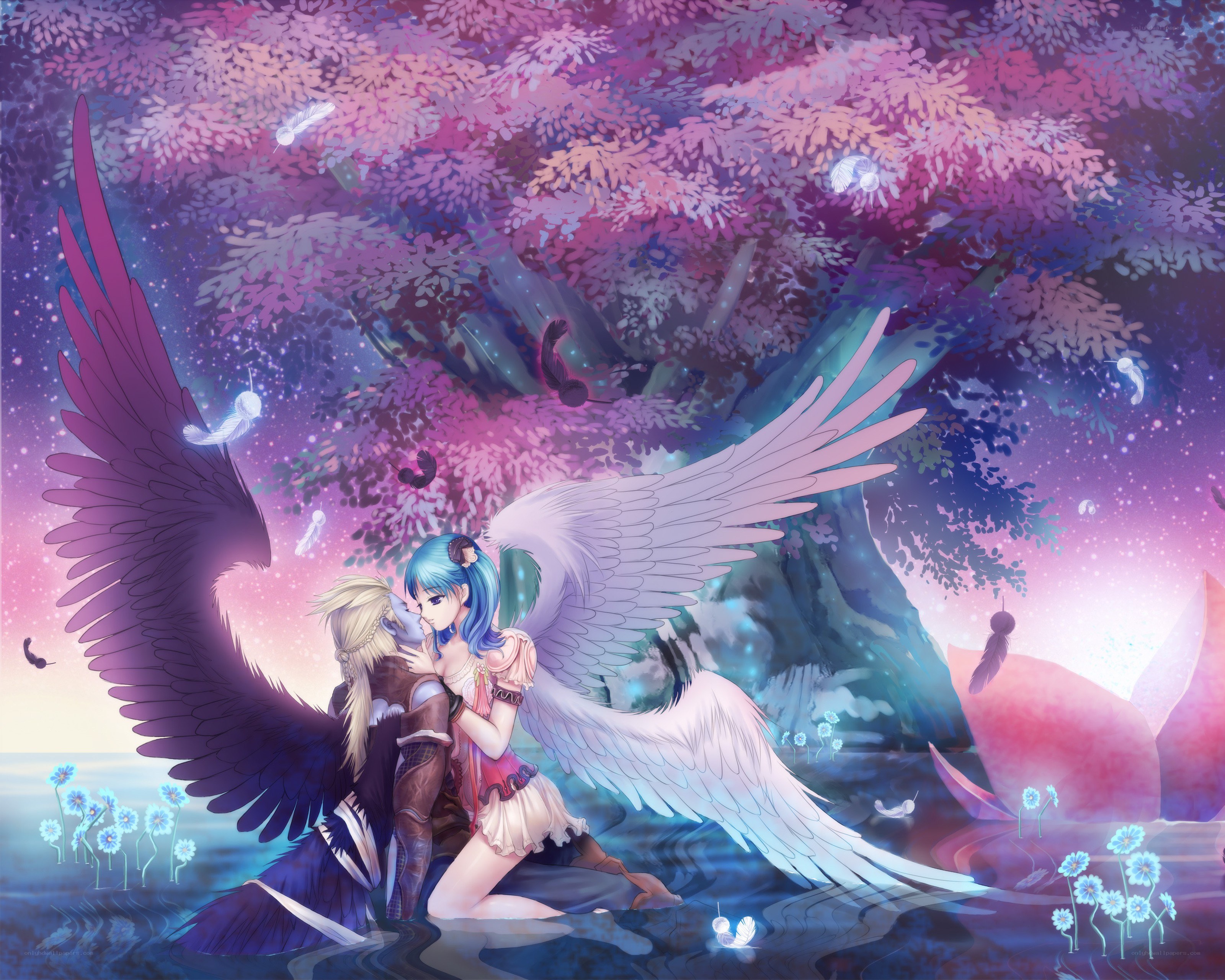 angelic couple in a dreamy forest