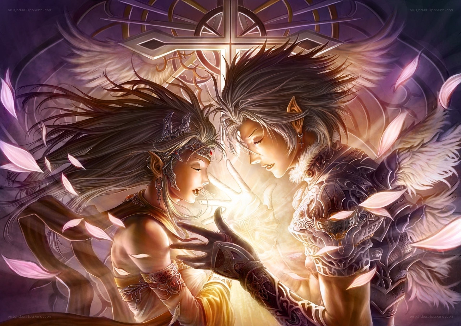 angelic couple in embrace