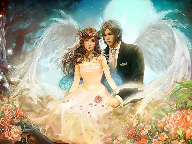 Angelic Couple in Garden
