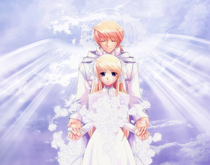 angelic couple in heavenly light