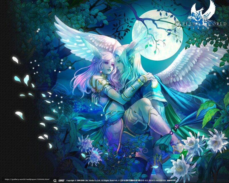 angelic couple in moonlit forest
