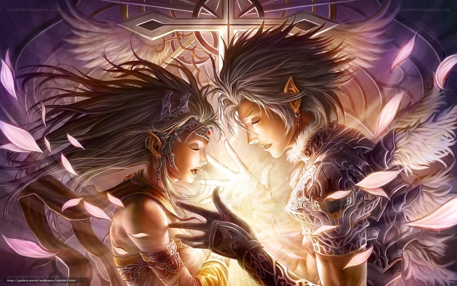 angelic couple in radiant embrace