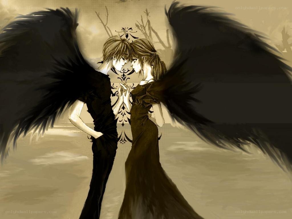 angelic couple in sepia