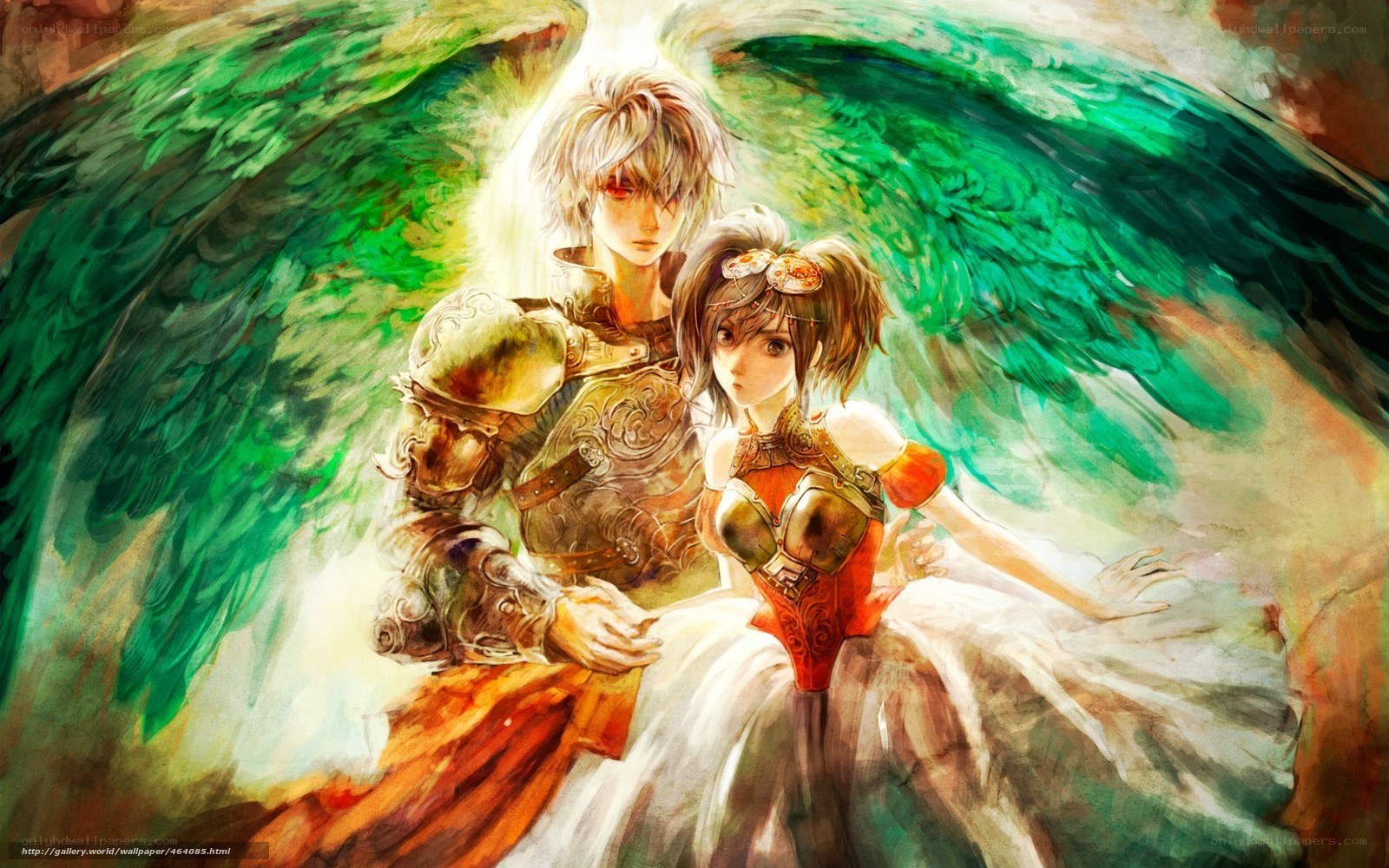 angelic couple with green wings