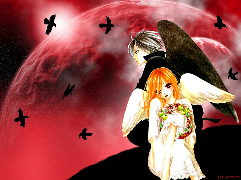 Angelic Couple with Wings — Red