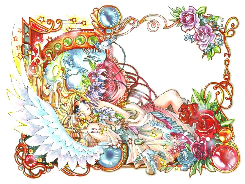 angelic dream with flowers