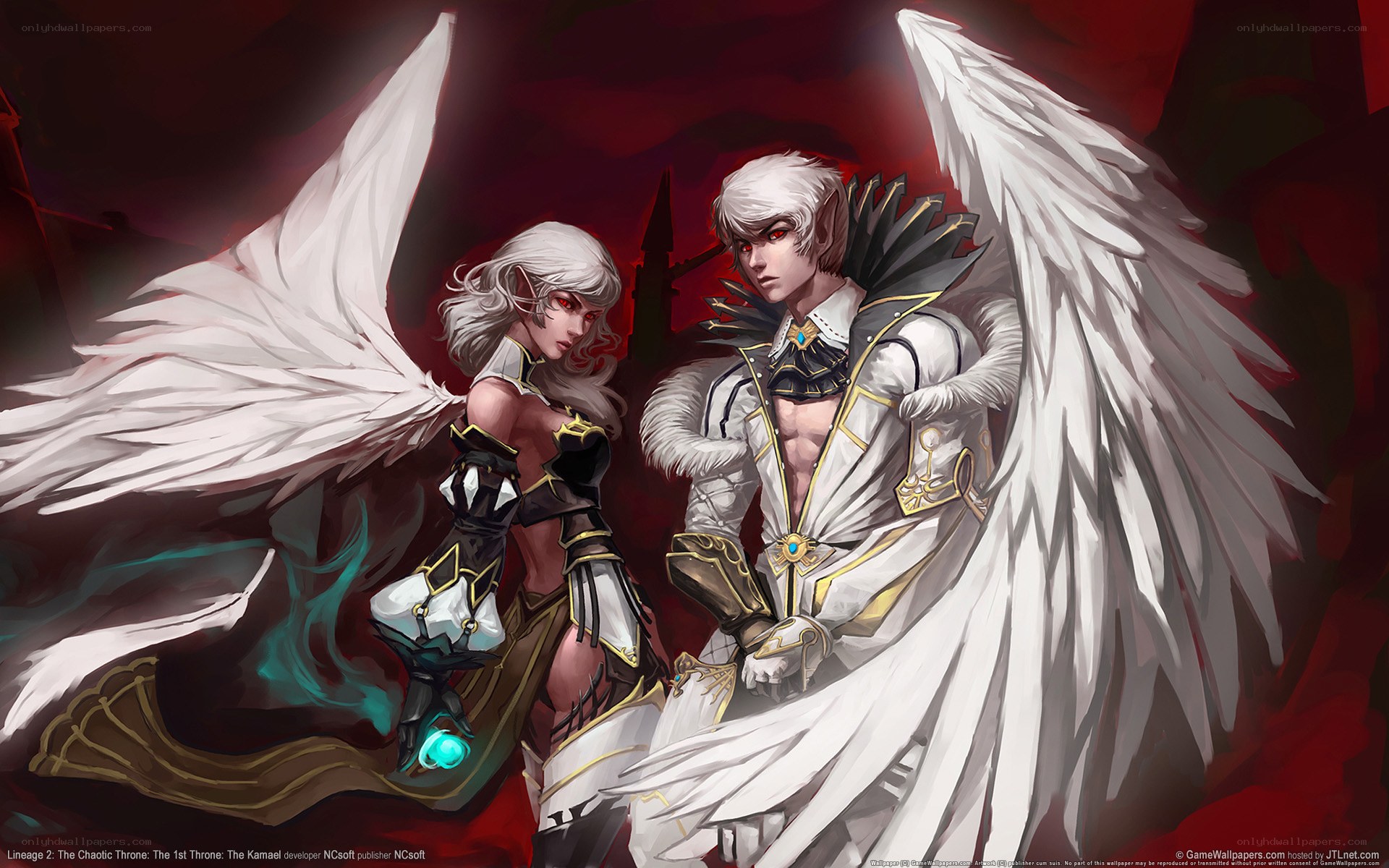 Angelic duo with white wings