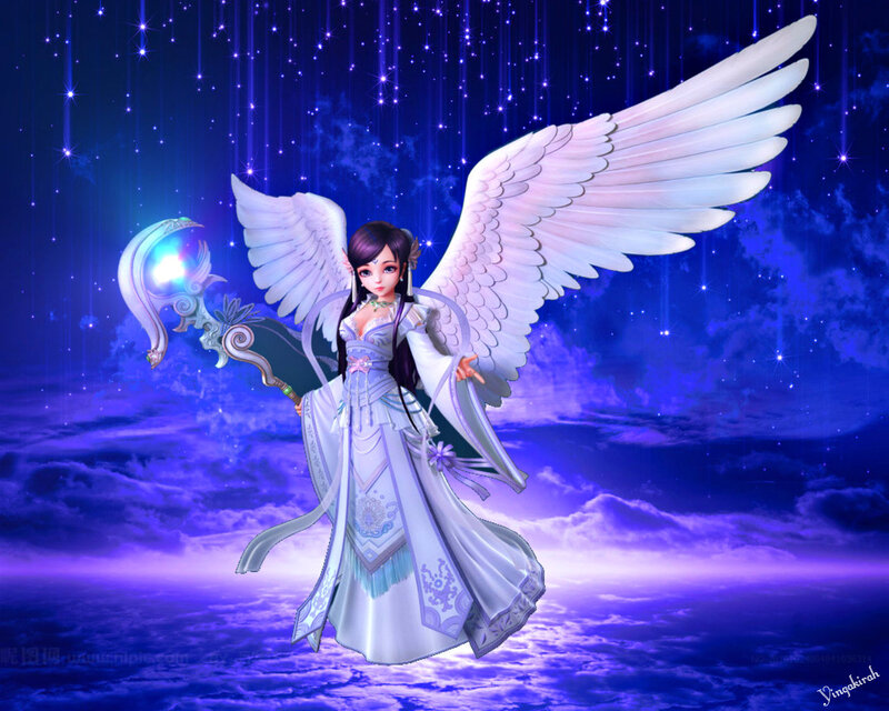Angelic Female Character — Blue, Serene