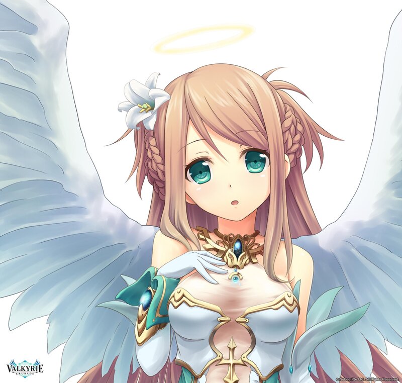 Angelic Female Character — White, Serene, Anime, Wings, Halo
