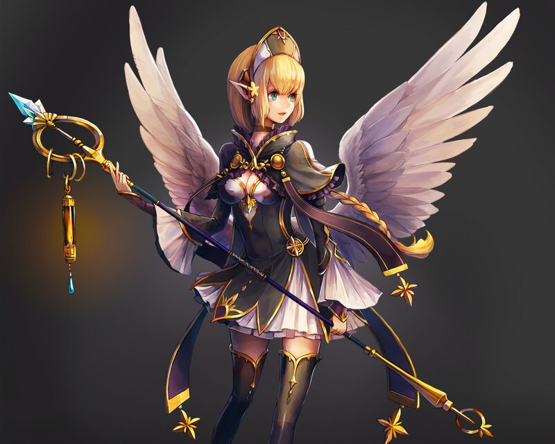 Angelic Female Warrior — Purple, Dramatic, Digital Art