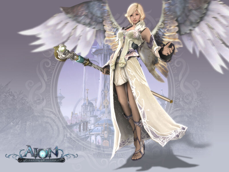 Angelic Female Warrior — White, Serene, Digital Art, Wings