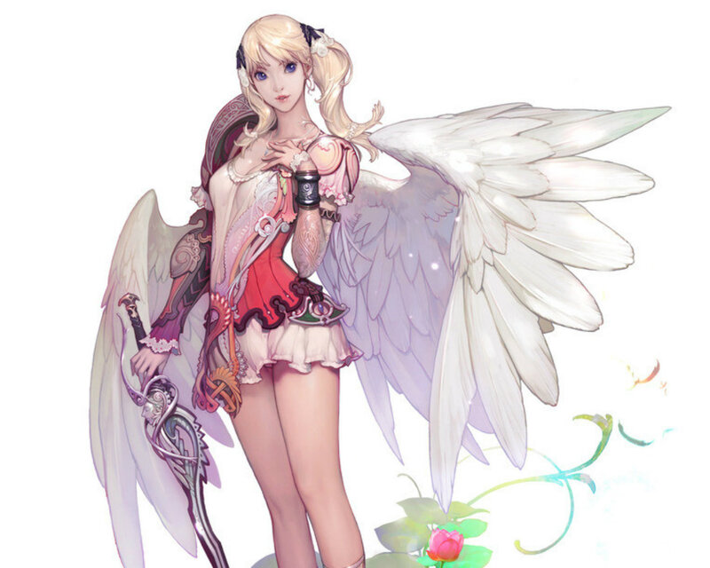 Angelic Female Warrior — White, Serene
