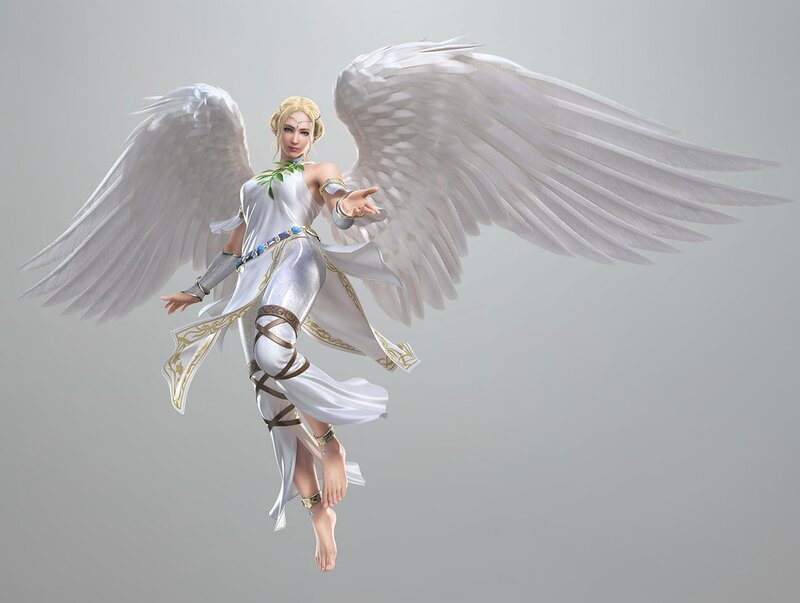 Angelic Female with Wings — White
