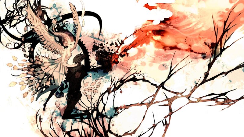 angelic figure amidst chaos