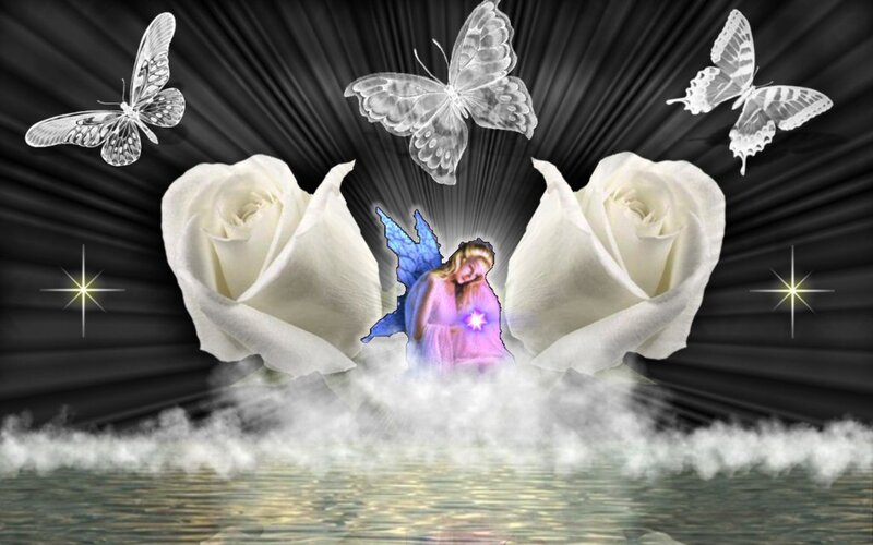 Angelic Figure Between Roses
