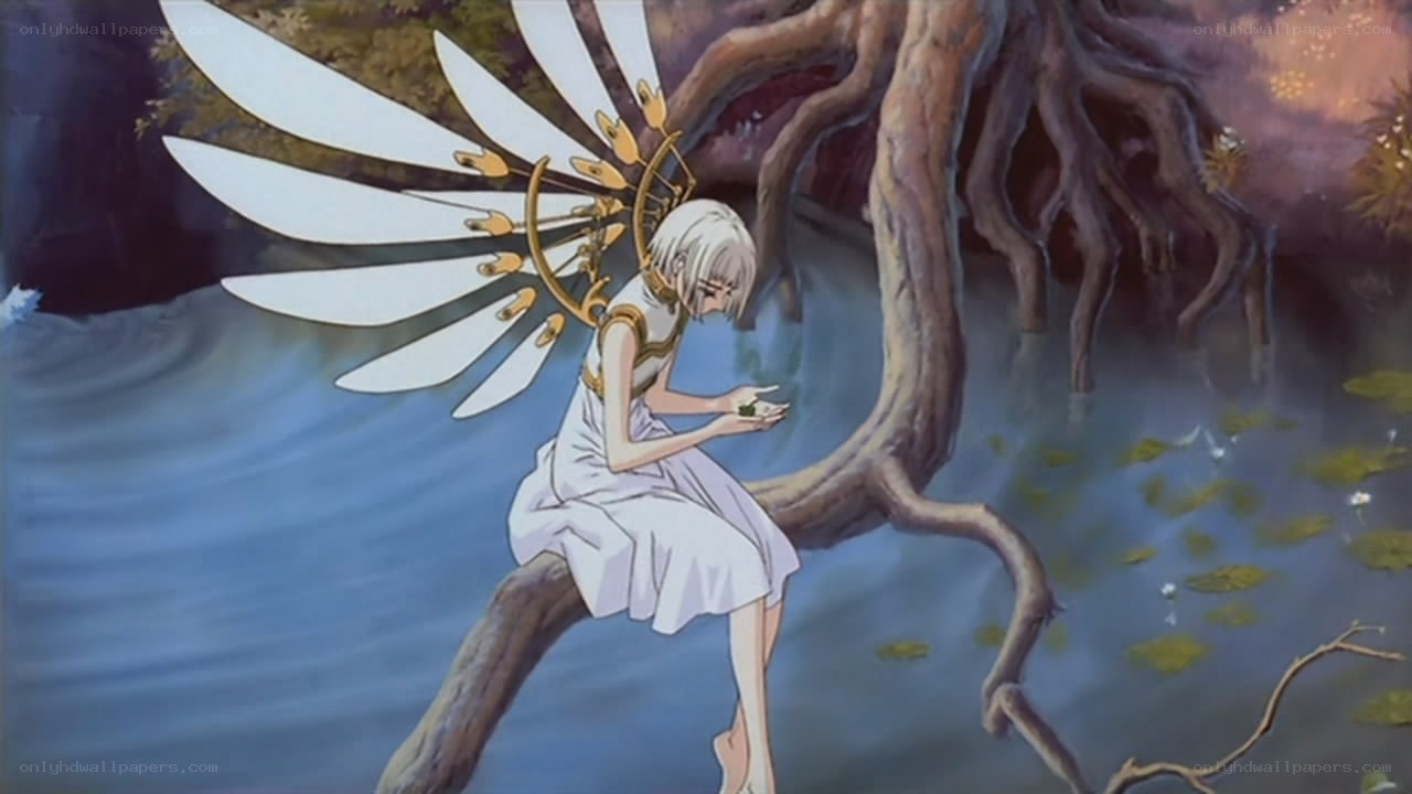 angelic figure by a river