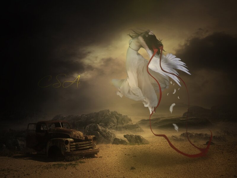 Angelic Figure Floating — Brown