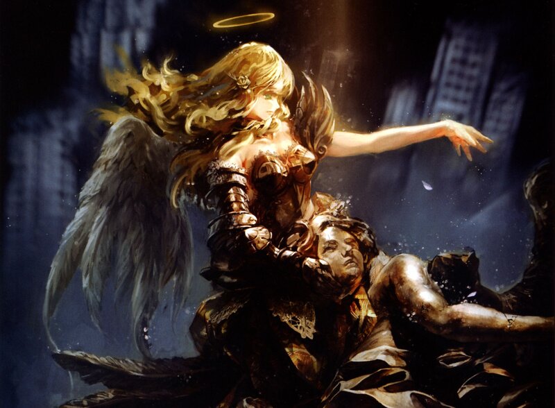 Angelic Figure Holding Man