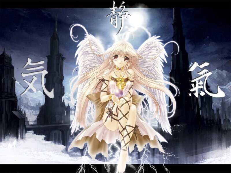 angelic figure in a dark city