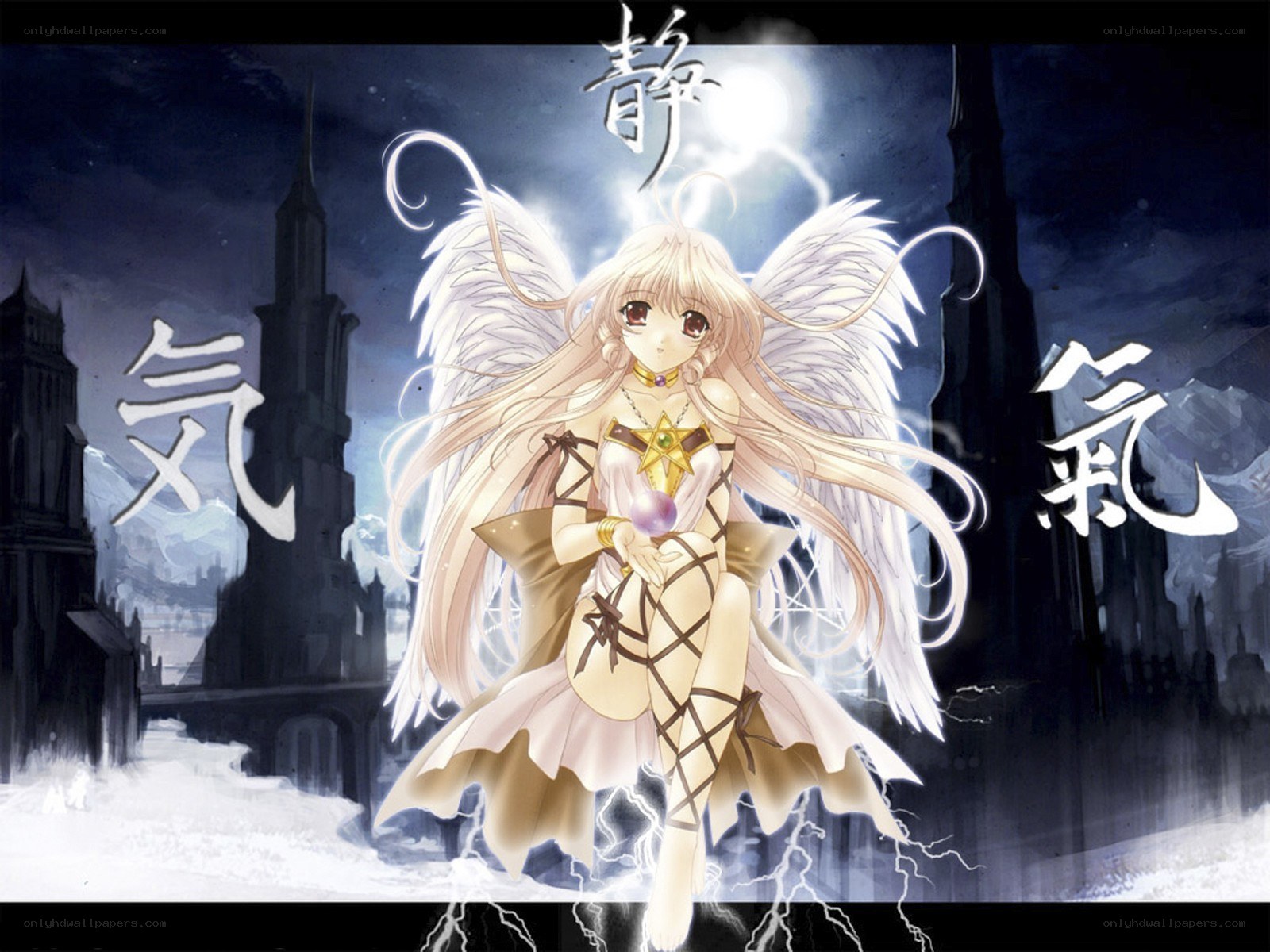 angelic figure in a dark city
