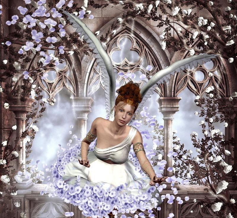 angelic figure in a gothic arch