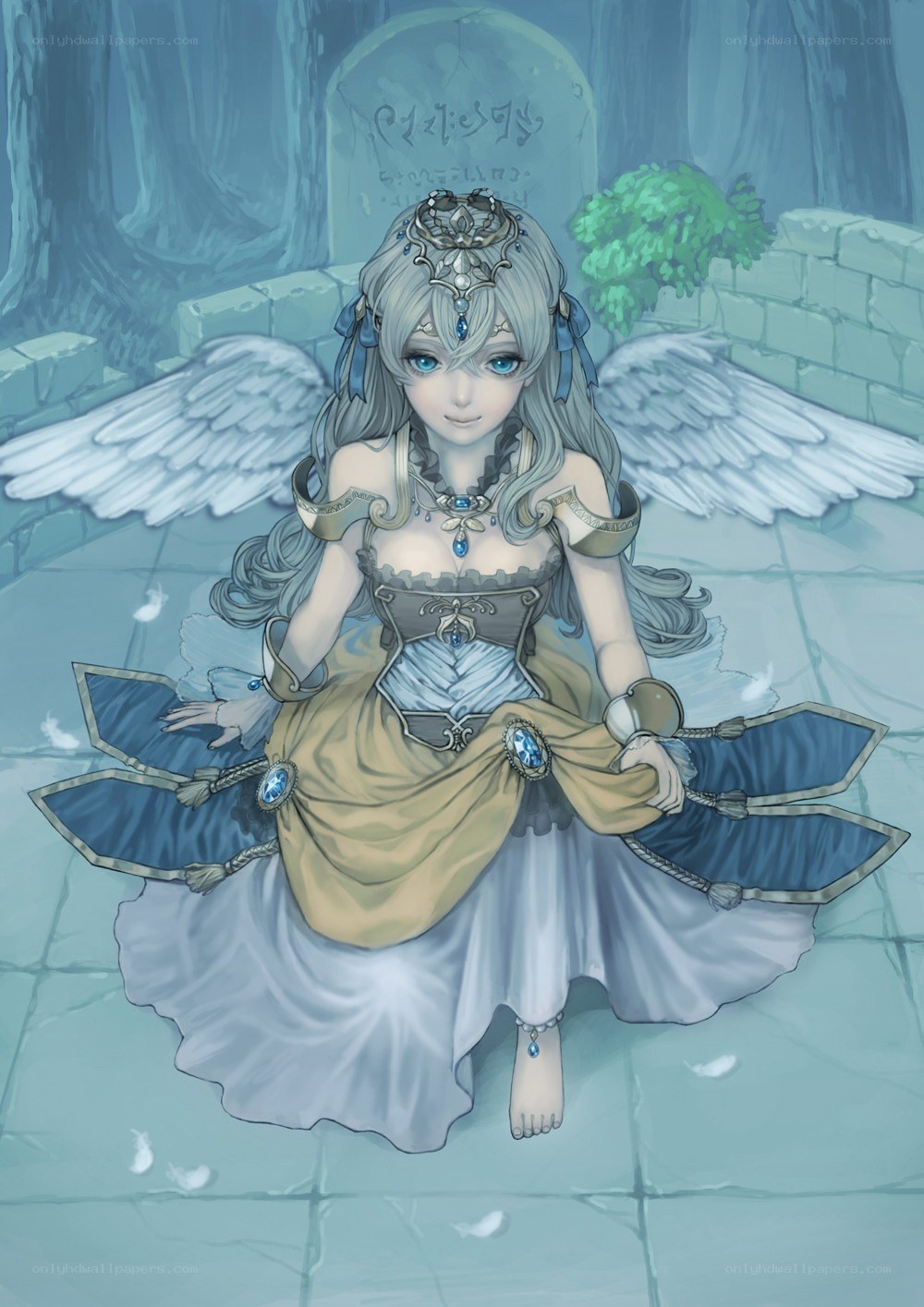 angelic figure in a tomb