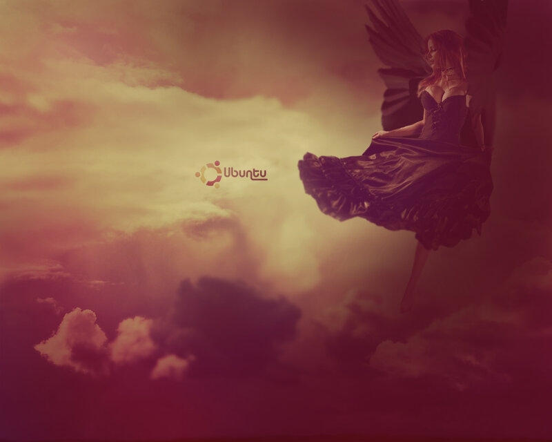 angelic figure in cloudy sky