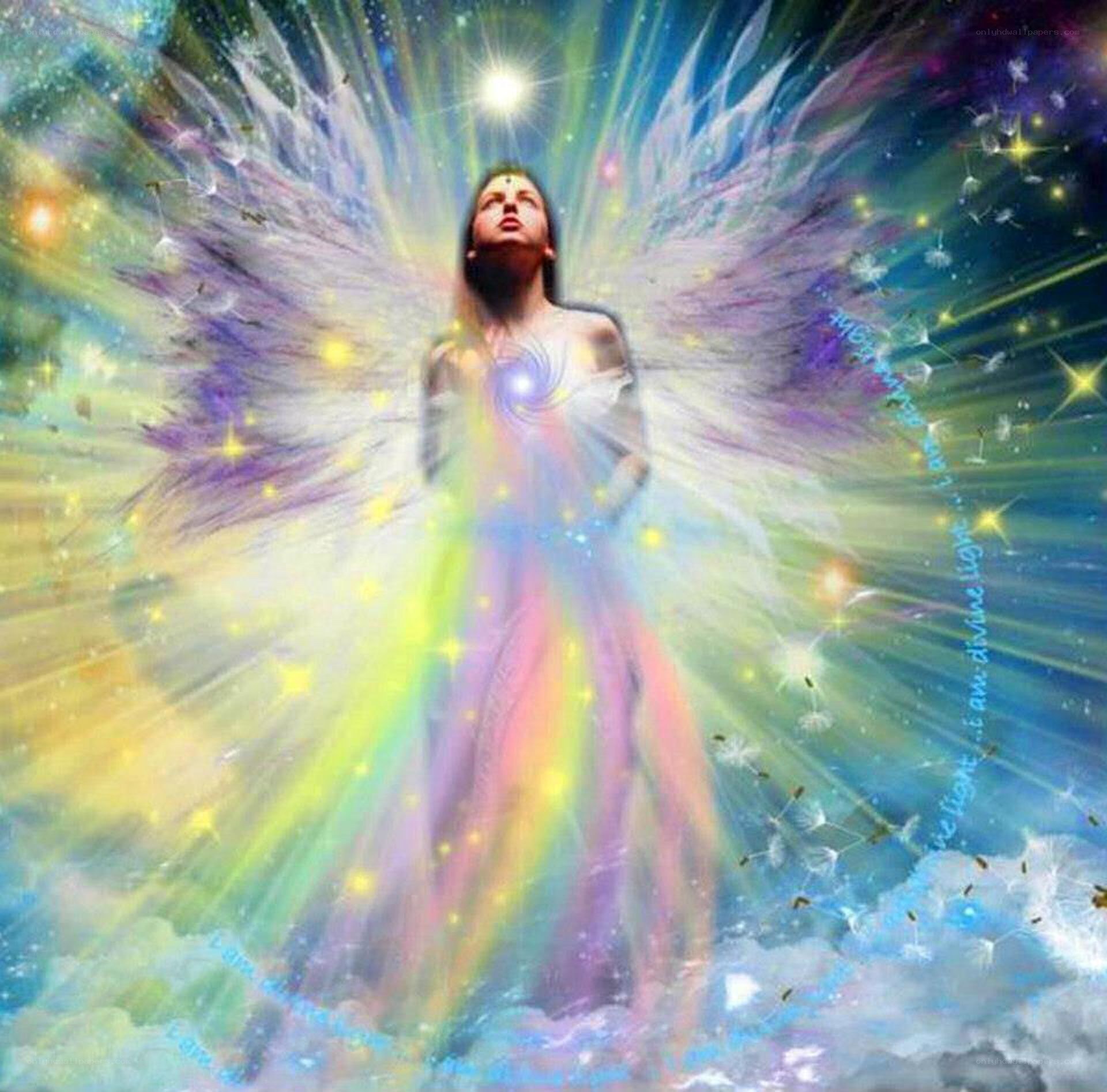 angelic figure in cosmic light