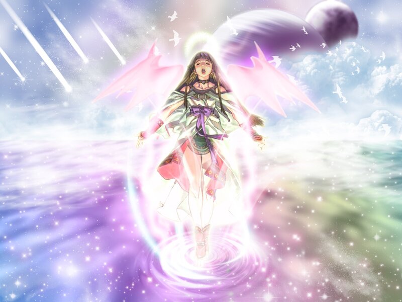 angelic figure in cosmic scene