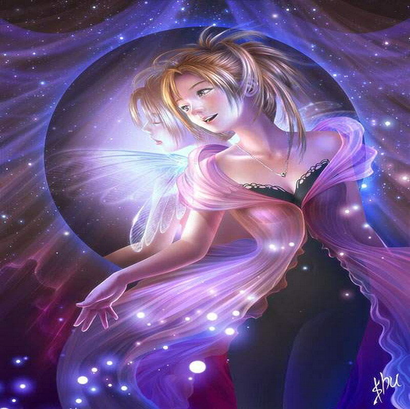 angelic figure in cosmic setting