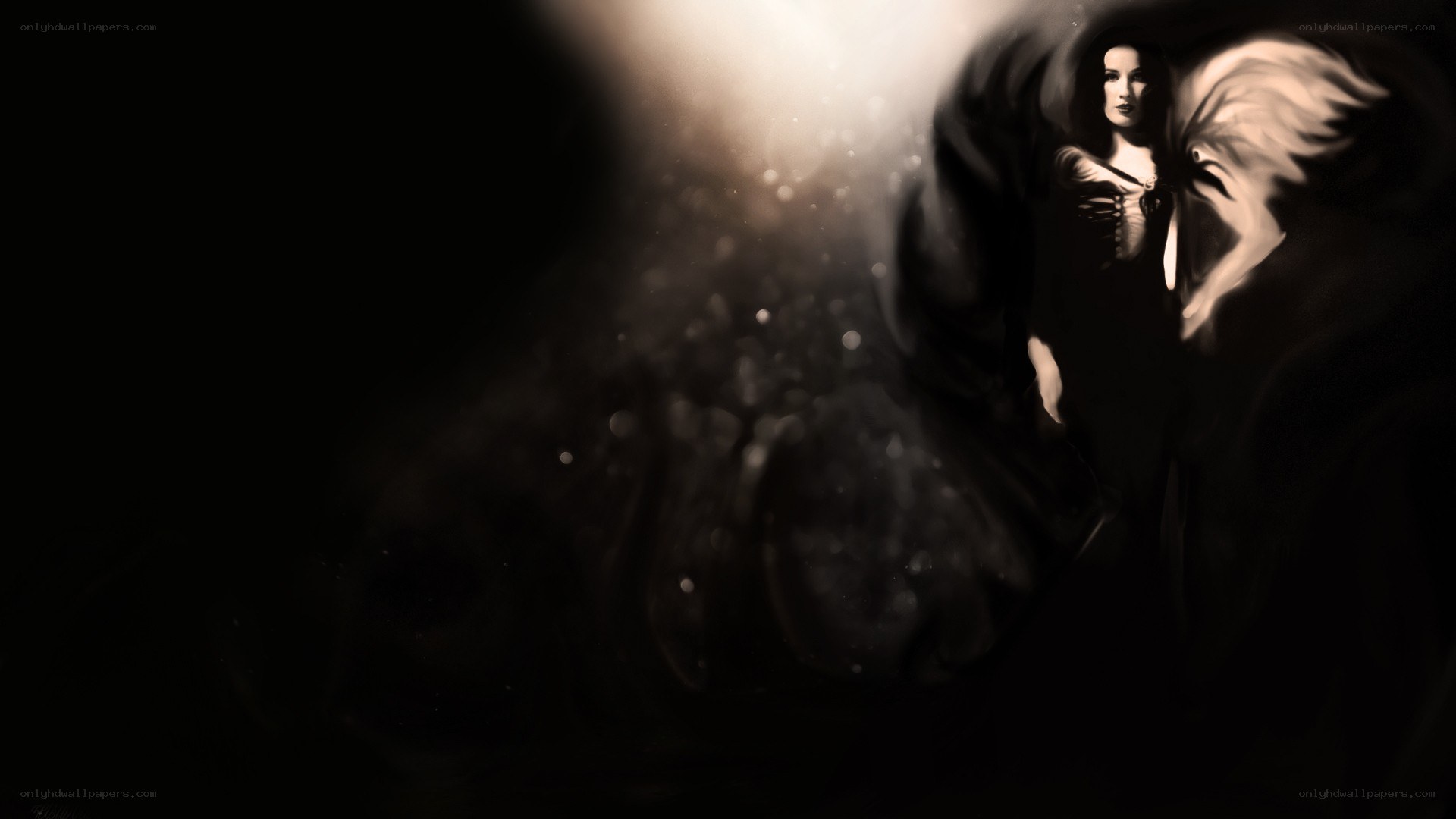angelic figure in dark light