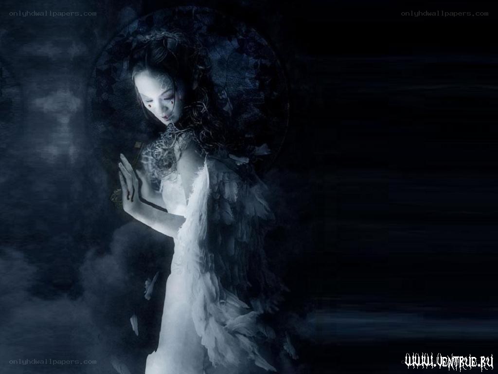 angelic figure in dark mist