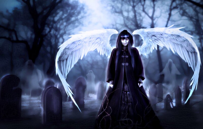 Angelic Figure in Graveyard