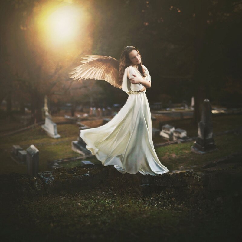Angelic Figure in Graveyard — White