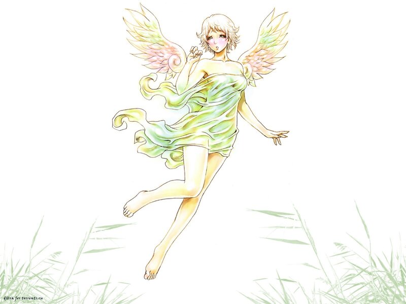 angelic figure in green dress
