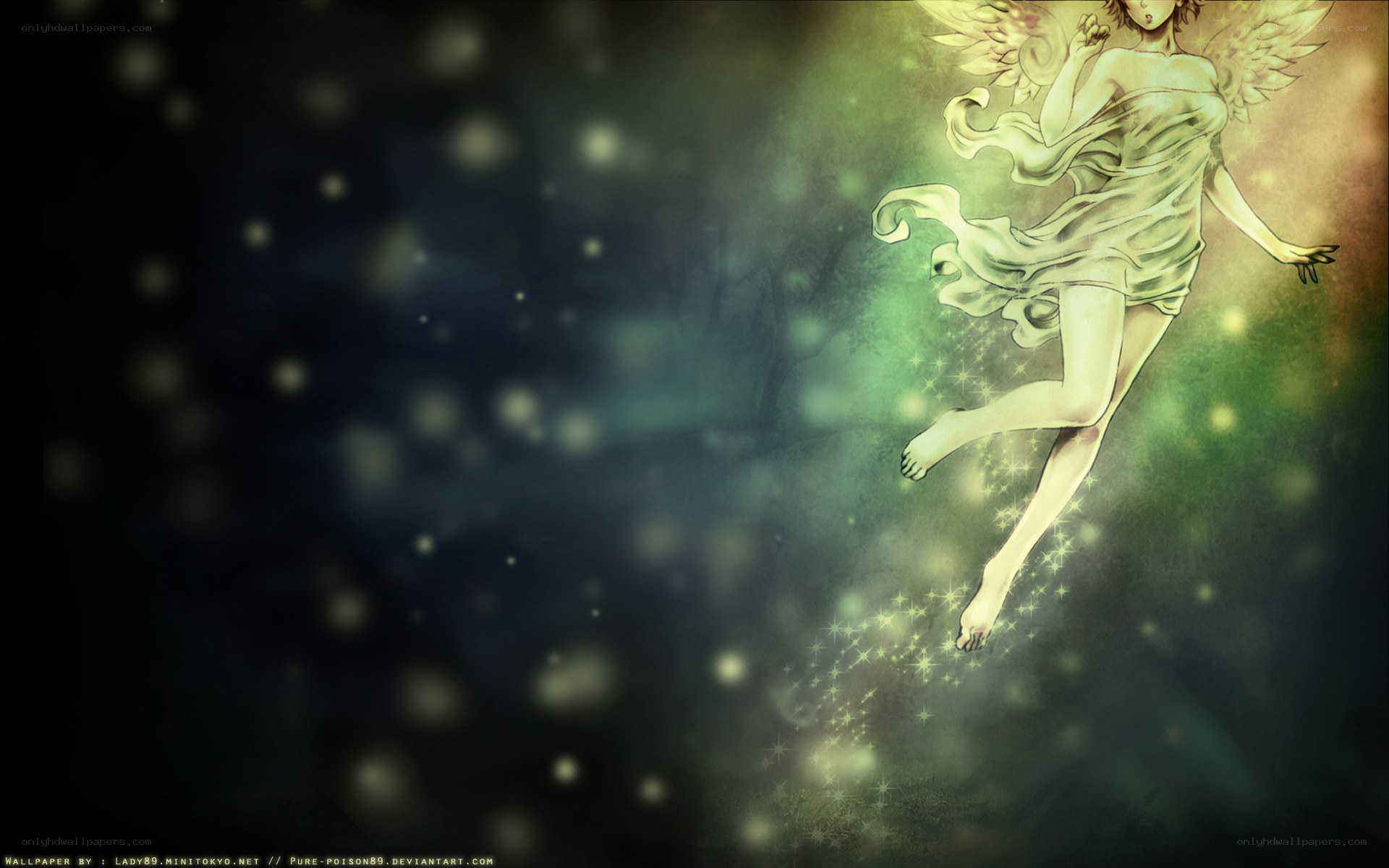 angelic figure in green light