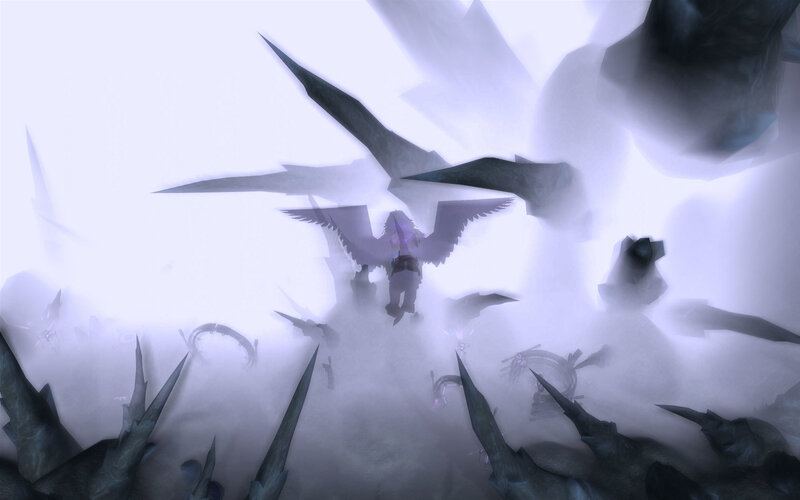 angelic figure in misty realm