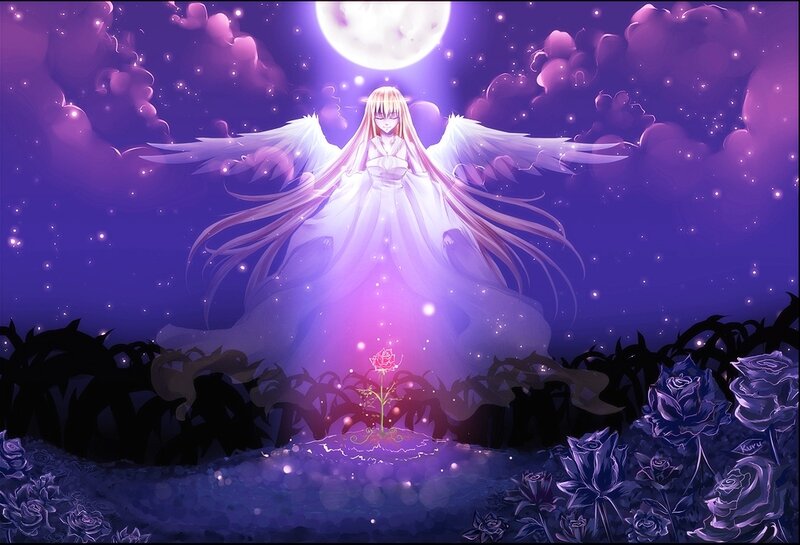 angelic figure in purple night